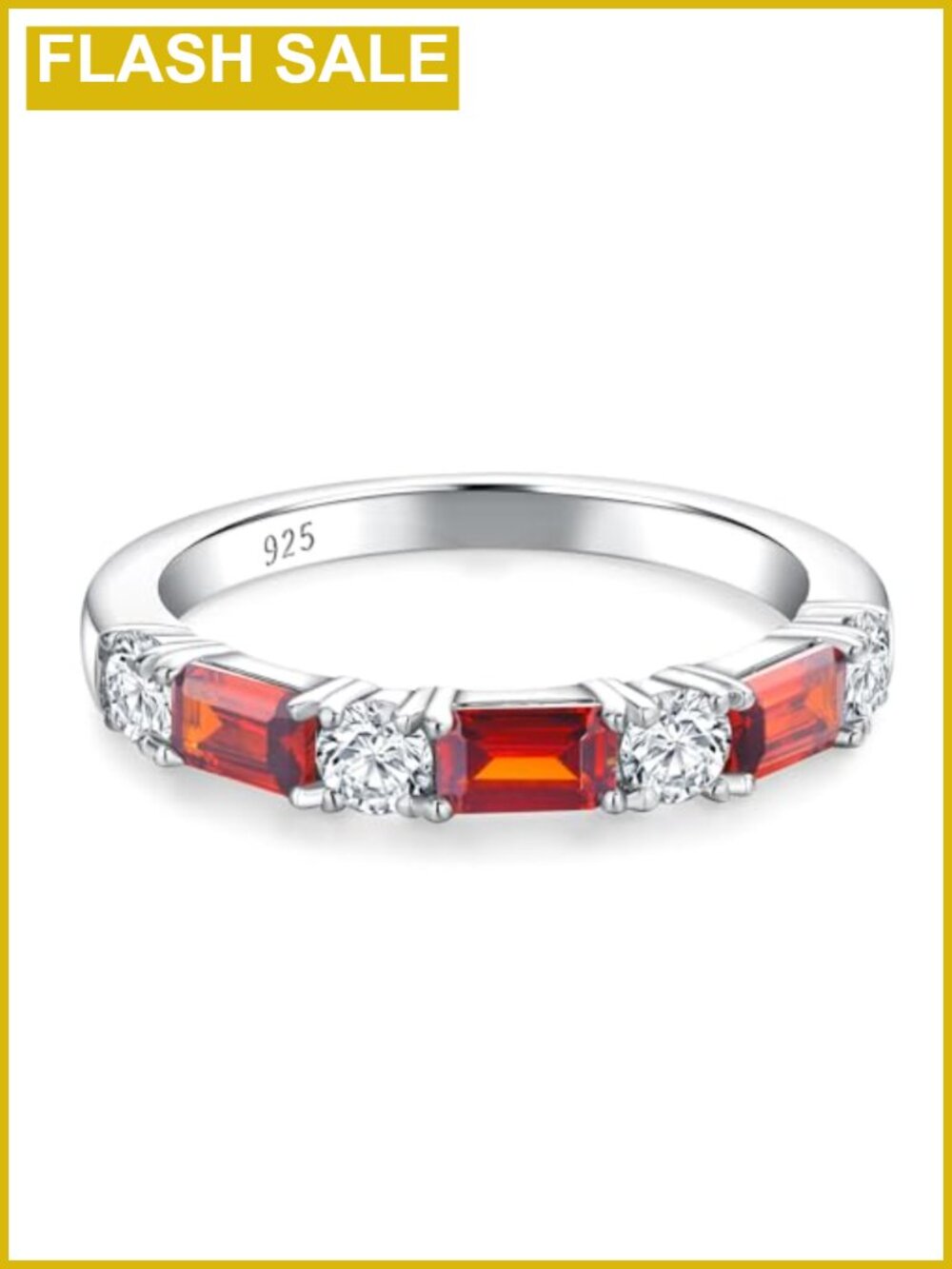 Half Eternity Band Sterling Silver Created Garnet Cubic Zirconia Ring